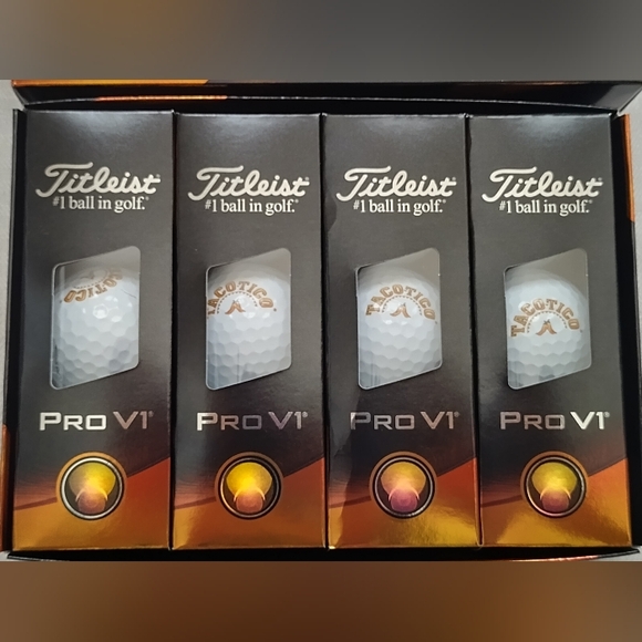 Titleist Pro V1 Taco Tico Wichita Kansas Golf Balls 1 Dozen 12 Balls White NEW - Picture 4 of 8